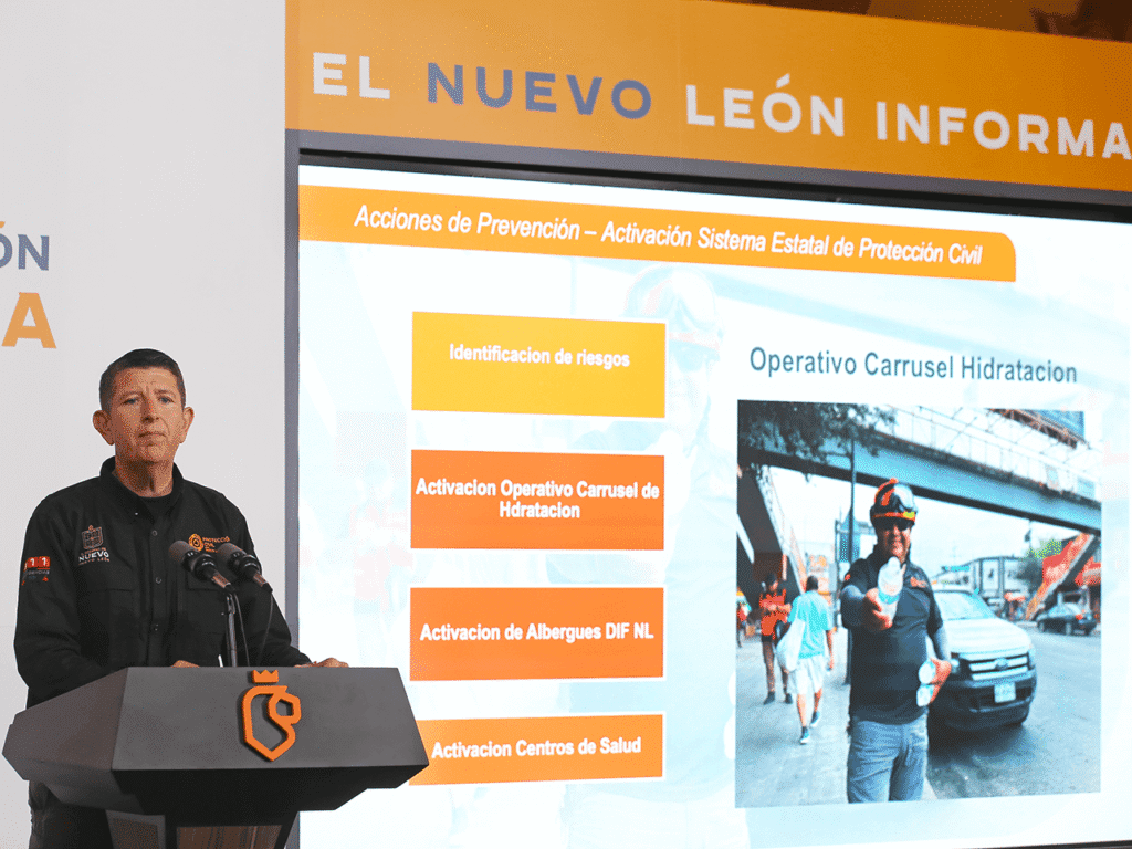 Ante temperaturas de hasta 40°C, Nuevo León refuerza acciones para prevenir golpes de calor y deshidratación