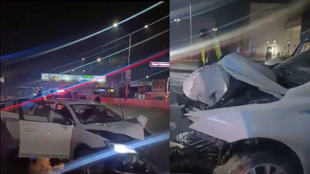 Dos lesionados tras fuerte accidente vial en avenida Gonzalitos