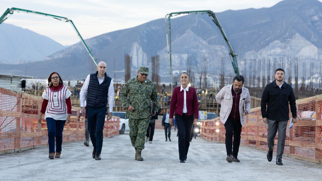 Sheinbaum y Samuel García supervisan hospital del IMSS en Santa Catarina