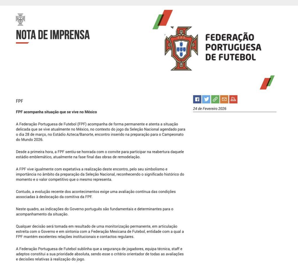 Portugal evalúa viajar a México por tema de seguridad