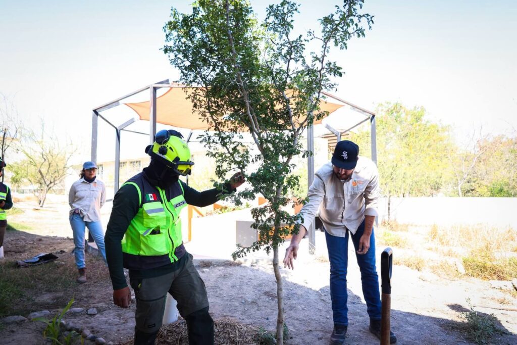 Secretaría de Medio Ambiente planta árboles en CECyTE García II