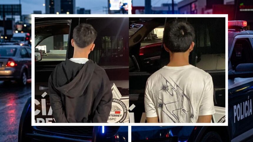 Detienen a dos menores con arma y droga en Monterrey