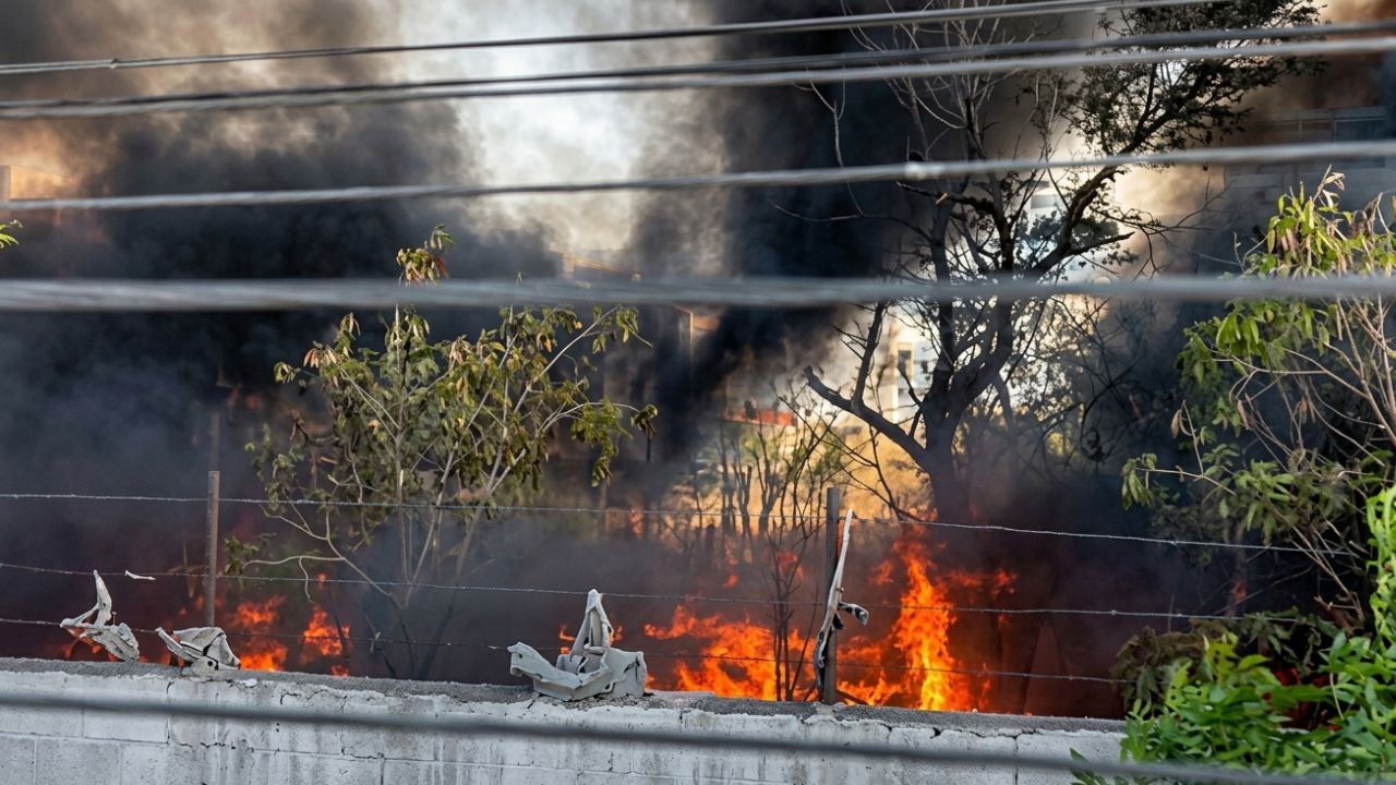 Incendio en baldío colapsa vialidad en centro de Monterrey
