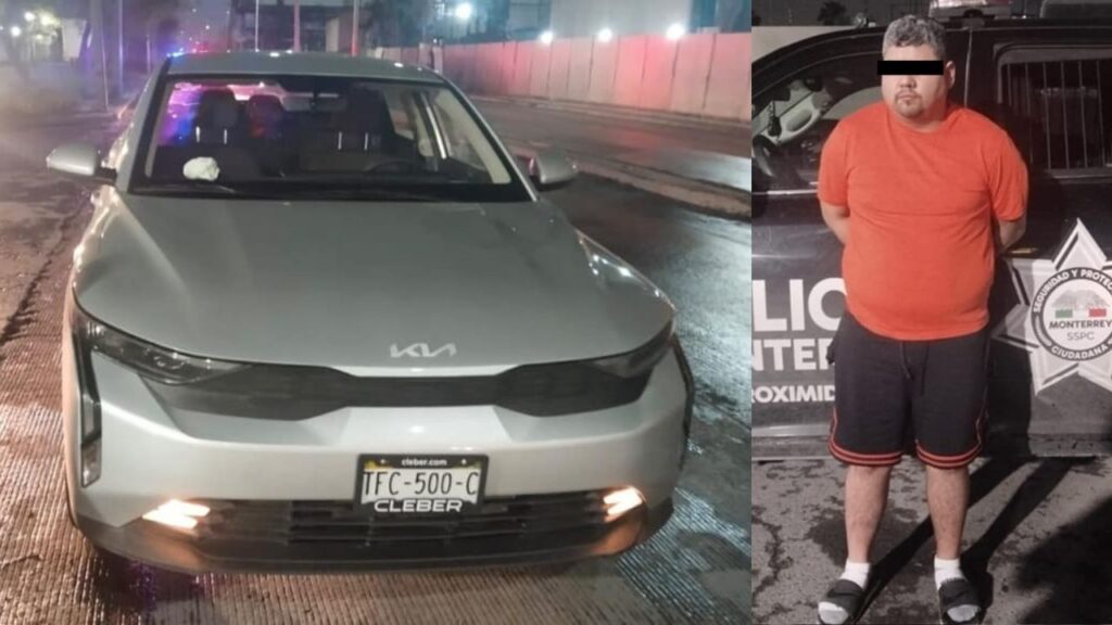 Conductor cae en auto robado y termina detenido en Monterrey