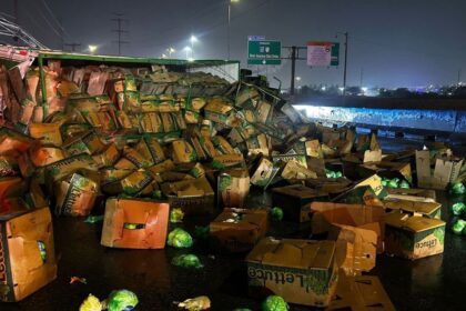 Vuelca tráiler con lechugas y colapsa avenida Díaz Ordaz en Santa Catarina