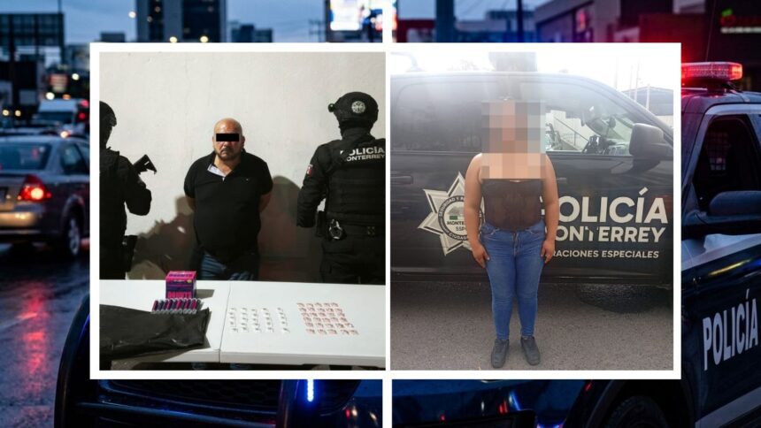 Detienen a hombre y menor con droga en Monterrey