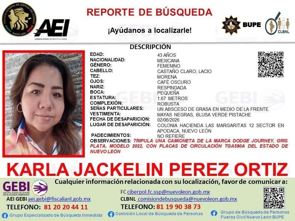 Hallan sin vida a mujer desaparecida en Apodaca tras caer a barranco en Montemorelos