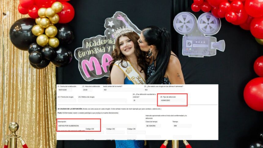 Certificado de defunción de Dafne Zapata Quintos Martínez clasifica su muerte como homicidio
