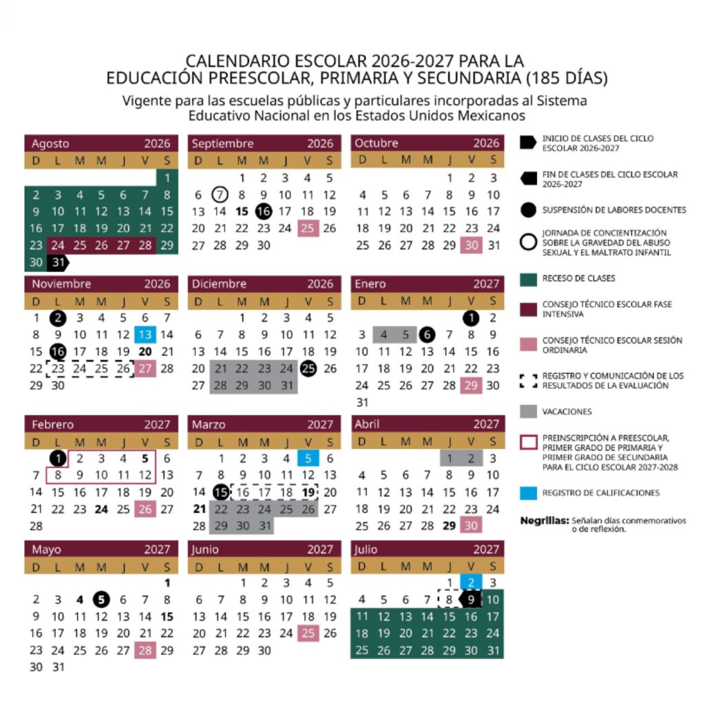 SEP publica el calendario escolar 2026-2027: conoce todas las fechas importantes