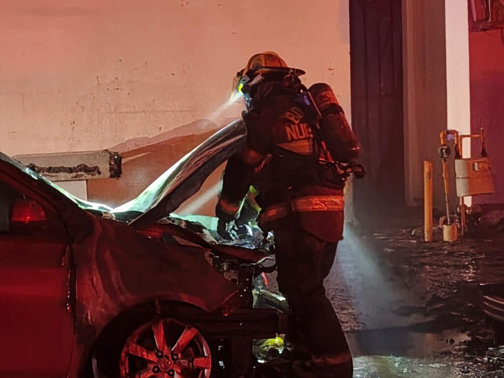 Incendio de cableado alcanza palmera y vehículos en la colonia Chepevera en Monterrey